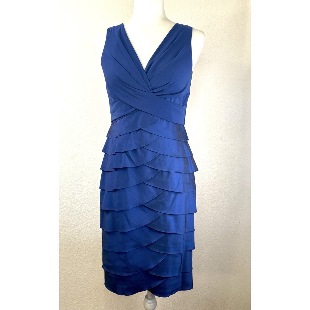 Adrianna Papell Women's Cocktail Dress Size 8 Royal Blue Tier